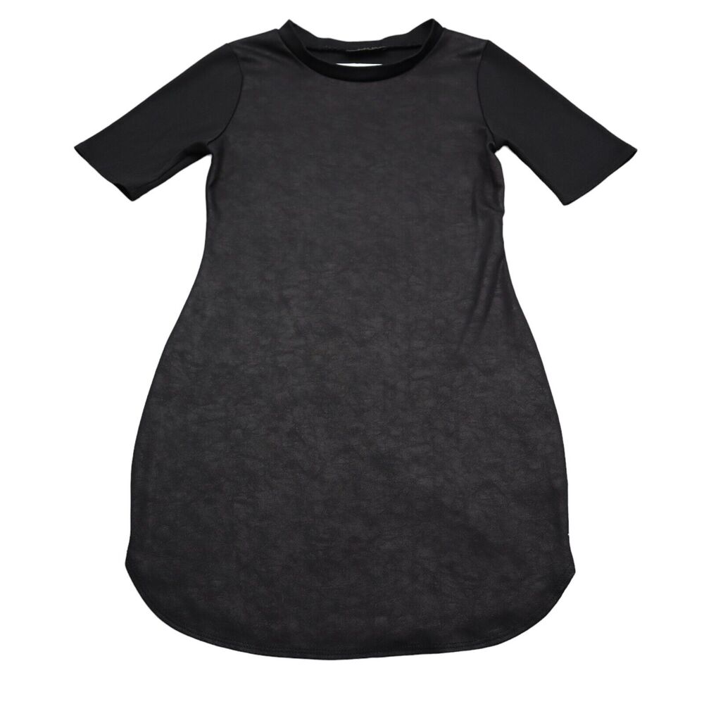 Los Angeles RMD Dress S Black Short Sleeve Crew Neck Knit Casual Mini Pullover
